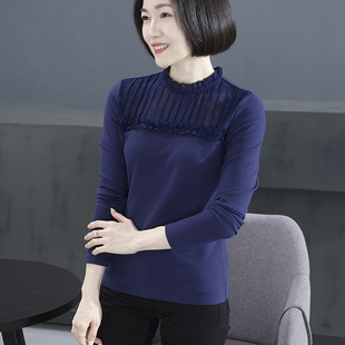 半高领纯棉春秋女款打底衫妈妈洋气内搭修身显瘦贴身女士中领T恤