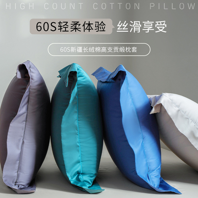 奢华卧室靠垫套床上靠垫靠背简约纯色床头抱枕靠枕60支长绒棉纯棉