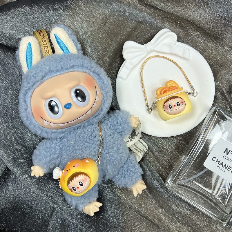 可爱面包食玩迷你面包拉布布小挂件diy拉布布毛绒玩偶斜跨小配件