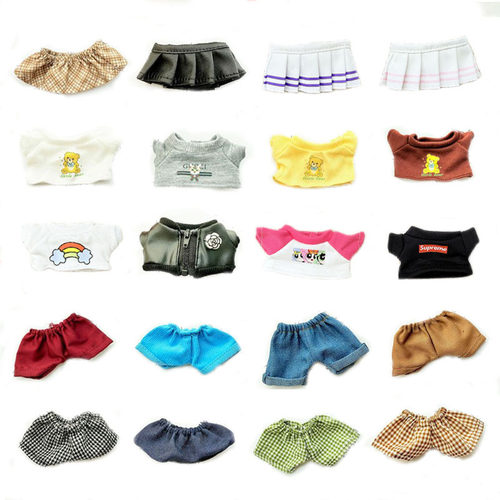 仅衣服】17cm挂件拉布布衣服猫咪T皮衣牛仔裤半身裙配饰labubu萌