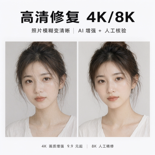 图片高清修复 AI 增强 4K8K 无损放大 人像抠图透明通道更换背景