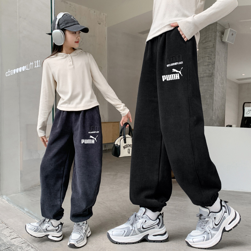 奥莱正品女童卫裤休闲裤加绒加厚