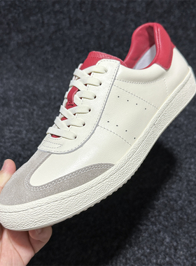 德训升级版小白鞋春季新款休闲男鞋欧美红尾潮鞋软底软面真皮板鞋