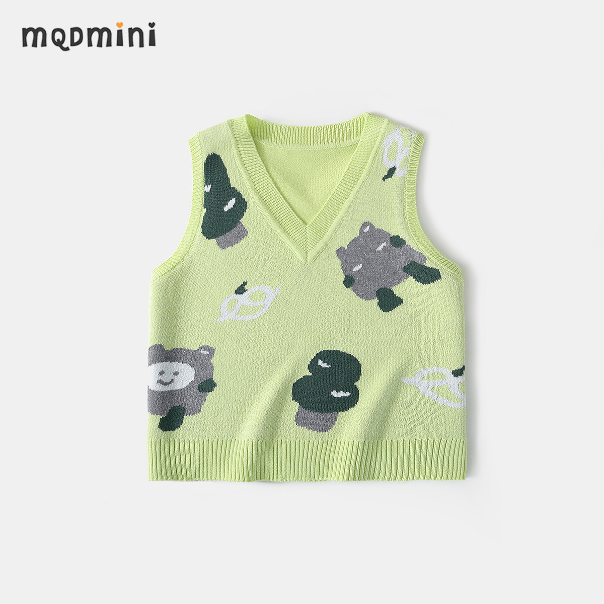 MQDmini童装男童女童V领针织衫马甲春秋季新款宝宝坎肩婴幼儿背心