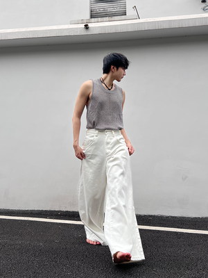 拉链长裤水洗夏季廓形牛仔裤