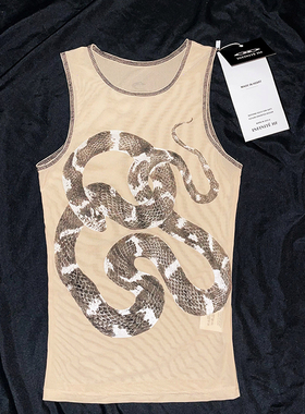 IHF“鳞惜”黑白王蛇印花高弹视觉系69亚千禧Y2K紧身显瘦网纱背心