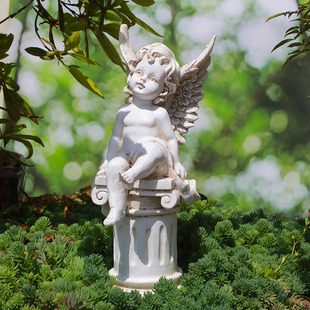 阳台花园庭院户外造景法式罗马柱复古天使丘比特摆件情绪稳定治愈