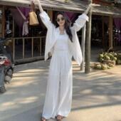 抗皱垂坠感直筒裤 白色天丝亚麻阔腿裤 2026新款 薄款 子 女夏季