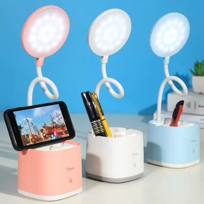 雅格台灯护眼书桌LED锂电池USB充电大中小学生宿舍床头学习笔筒灯