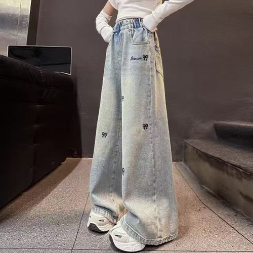洋气时髦休闲阔腿裤儿童春牛仔裤