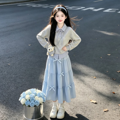 女童秋季休闲风翻领韩系上衣套装