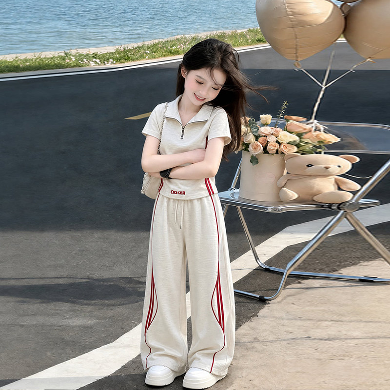 女童套装夏季2026新款儿童洋气运动服女孩夏装休闲裤初中生两件套