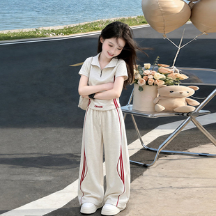 女童套装夏季2026新款儿童洋气运动服女孩夏装休闲裤初中生两件套