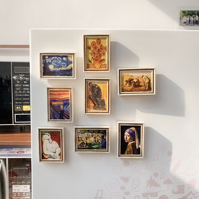 世界名画立体相框树脂冰箱贴磁贴2025新款创意个性画框入户门装饰
