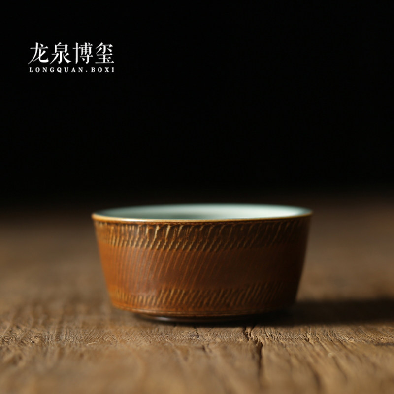 茶盏品茗杯普洱杯高档收藏把玩造青徐朝兴子徐凌大师手工杯金缕杯