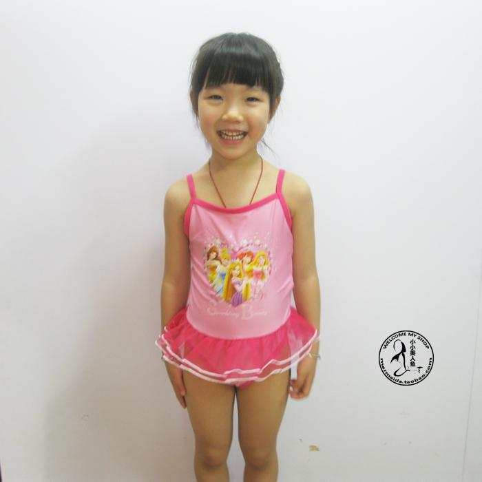 外贸出口美人鱼贝儿公主女童游泳套装 儿童吊带连体泳衣 夏季清货