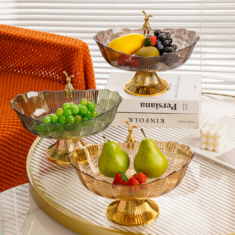 欧式创意兔ins风水果盘大容量客厅茶几乔迁新居高脚水果摆盘收纳