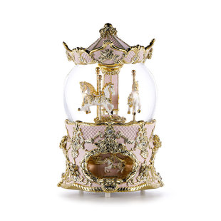 JARLL赞尔水晶球音乐盒旋转木马八音盒收藏级礼物送长辈领导上司