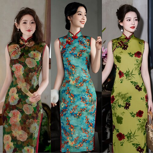 高端绝美新中式无袖旗袍女高级感小众优雅气质订婚日常走秀演出
