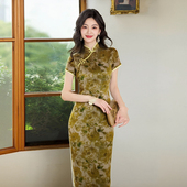 日常可穿夏季 中国风中长款 少女复古修身 年轻款 改良旗袍2025新款