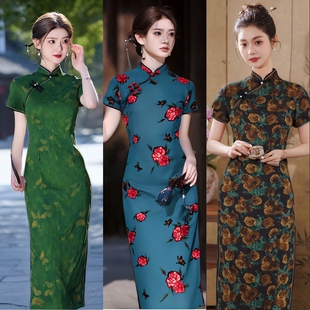 夏新中式 2025年夏季 国风改良素雅旗袍 长款 少女修身 新款 年轻款