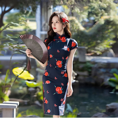 黑色旗袍2025新款新中式年轻款高端老上海日常改良连衣裙长款