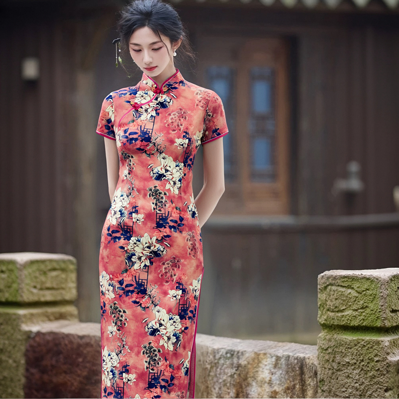 气质粉色2024中式连衣裙日常夏季少女年轻新款改良旗袍复古