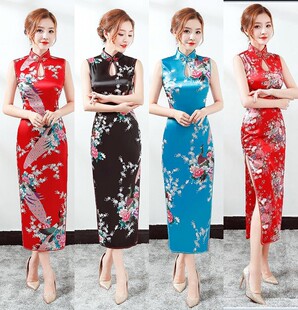 复古修身 2020新款 年轻款 式 优雅改良中国风连衣裙 少女走秀旗袍长款