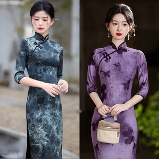 气质高端复古民国素雅连衣裙新中式改良旗袍女夏季新款2025年轻款