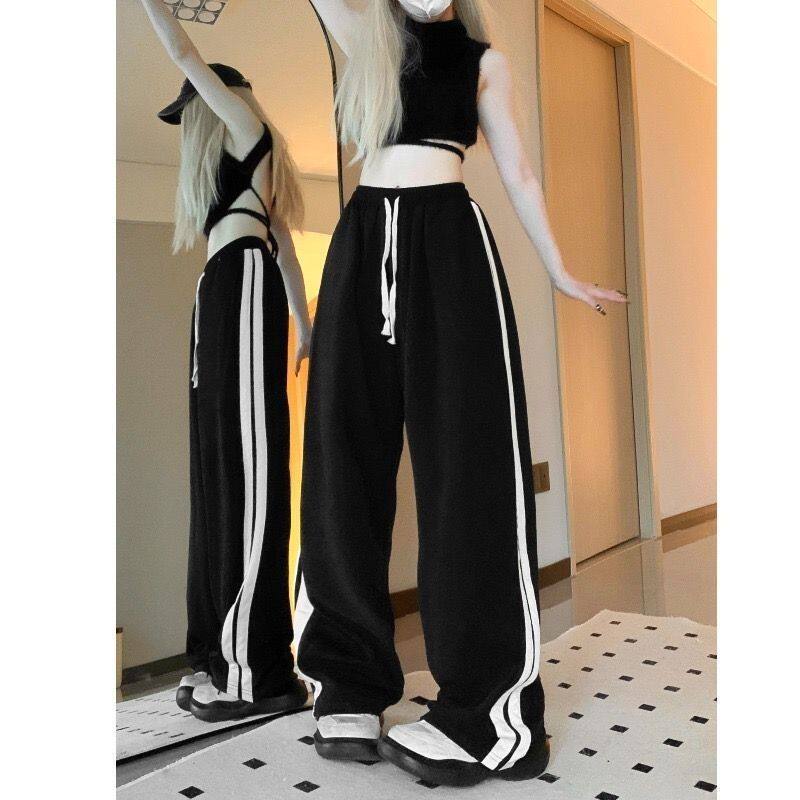 美式hiphop运动裤子女春夏季小个子嘻哈潮流百搭显瘦阔腿长裤女