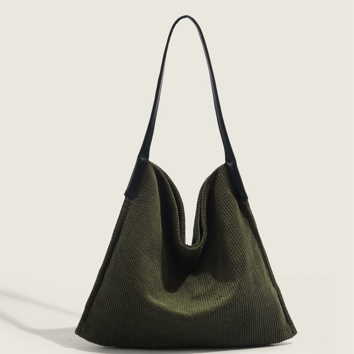 秋冬百搭灯芯绒皮革托特包女2025新款大容量包包通勤轻便单肩大包