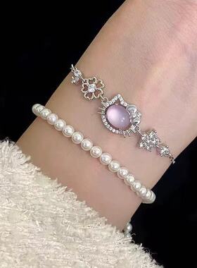 新款hellokitty手链小众时尚高级感空托精致花朵手工轻奢百搭手链