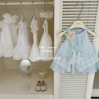 【乐恩baby】法式度假风！原创2026女童夏超仙度假海边挂脖连衣裙