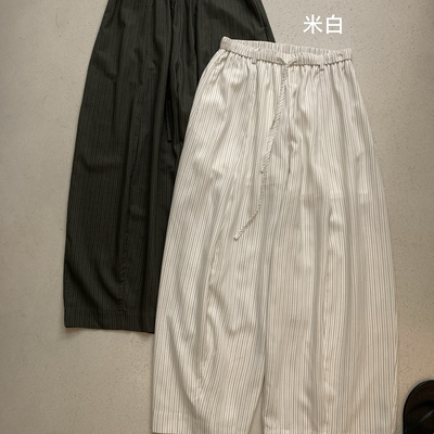 2026夏上新简约松紧腰条纹裤休闲裤女