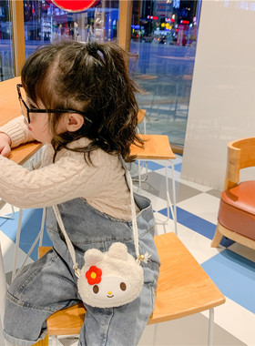 韩版宝宝卡通小兔子儿童背包可爱毛绒时尚女孩外出单肩斜挎零钱包