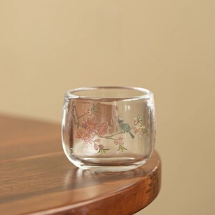 鸟语花香扳指杯家用品茗杯个人专用主人杯功夫茶具茶盏耐热喝茶杯