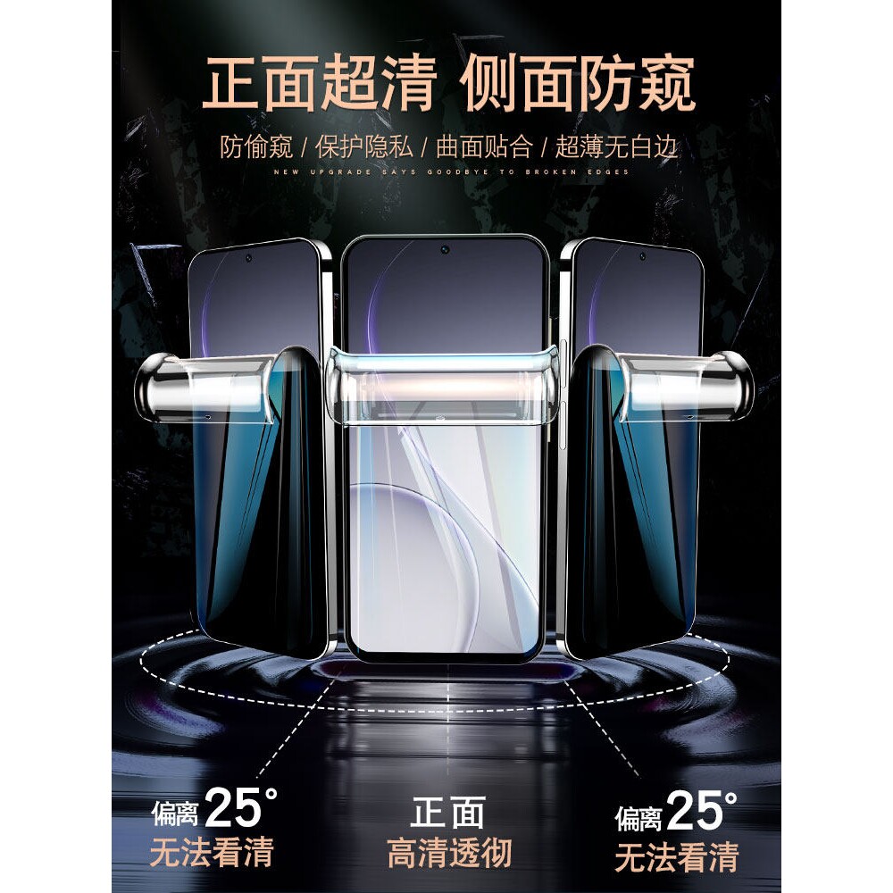 德国柏奈儿适用opporeno15Pro防窥手机膜reno14钢化膜oppo水凝防窥膜13全屏防摔8por十7se全胶软膜6保护renoz