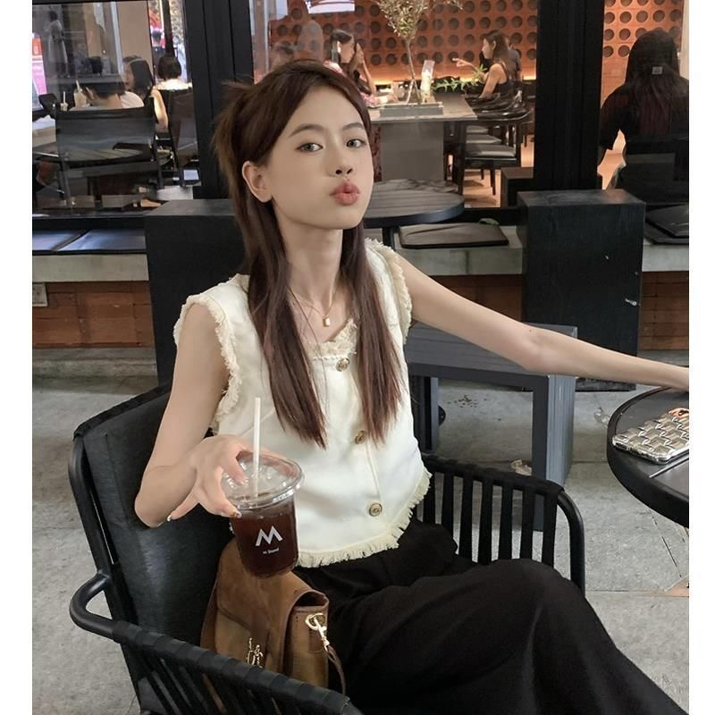 法式别致外穿流苏背心小香风气质甜辣减龄短款显瘦百搭上衣女夏季