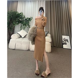 气质修身 秋冬法式 包臀纯欲针织收腰连衣裙T348 温莎之恋 王嘻嘻