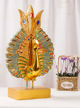 印象泰木质东南亚纯手工制作孔雀