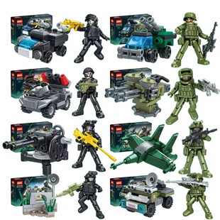 新品现货三角洲部队行动积木人仔武器车套装儿童拼装玩具男孩礼物