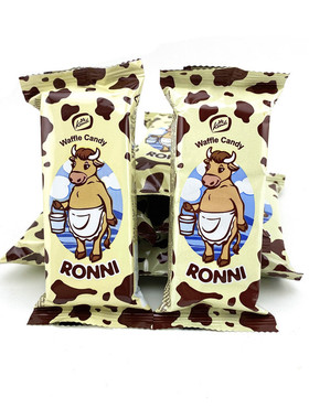 俄罗斯进口康吉大奶牛巧克力威化饼干奶香味散装零食500克