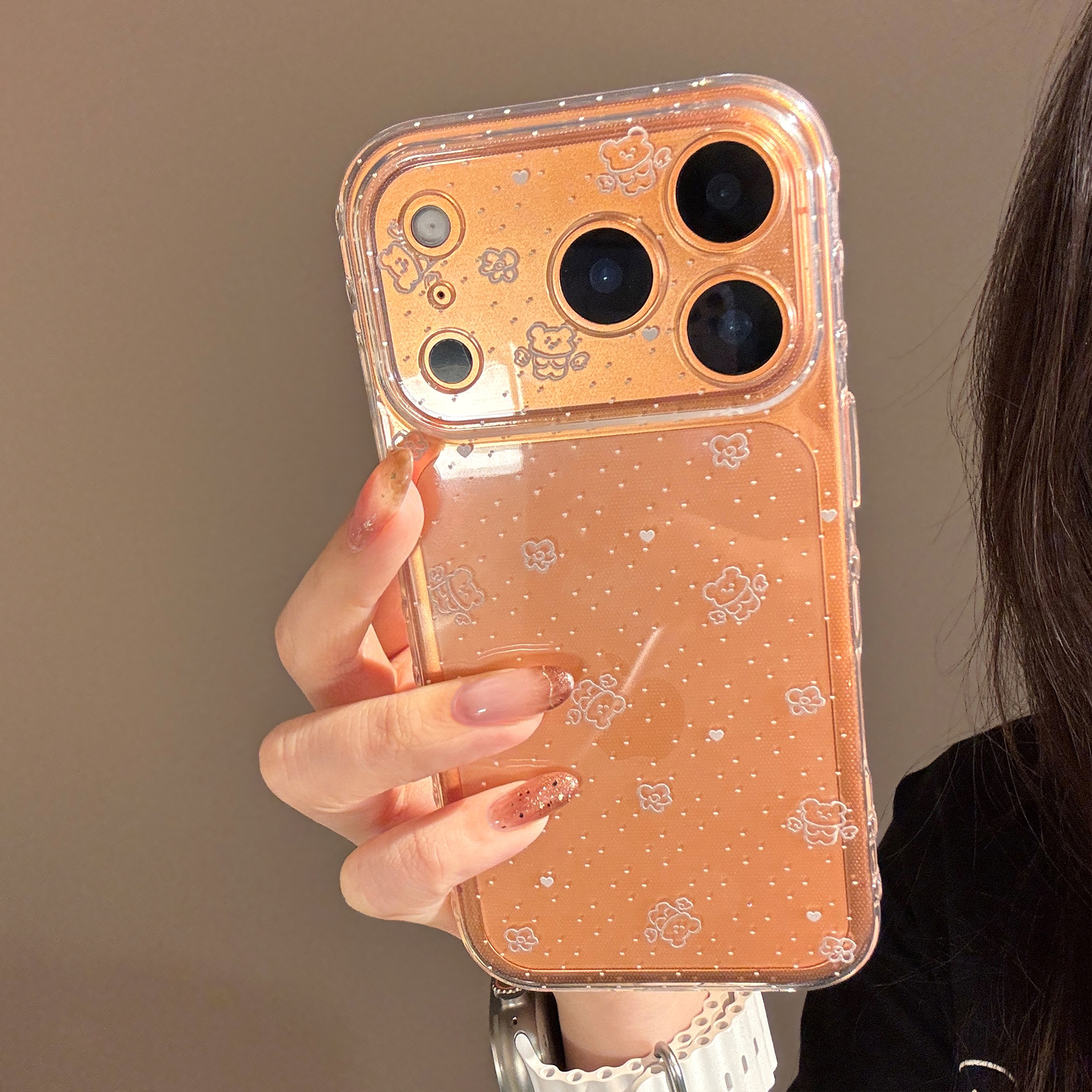 奶萌小熊透明全包防摔苹果手机壳