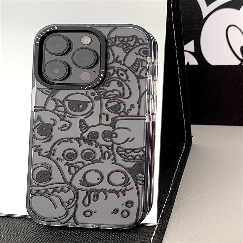 趣味卡通可爱超萌小怪兽适用iPhone16promax手机壳11新款15pro个性13pro创意12黑边硅胶11防摔IPhone14保护套