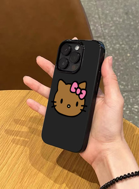 韩系ins可爱卡通hellokitty手机壳适用iphone17promax新款iphone16pro软壳14亮黑色13女款12磨砂超薄15防摔软