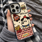 趣味可爱汉堡小狗涂鸦适用苹果15手机壳iPhone17promax新款 14软壳13防摔12女11小众16超火17全包保护套手机套