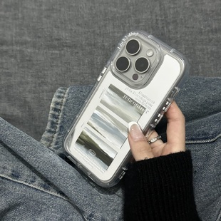 山涧云海ins风适用苹果16promax不会撞壳的手机壳iphone14PLUS新款13半包12小众高级软壳15防摔电镀镜面
