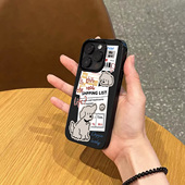 ins个性 创意小狗报纸标签手机壳适用苹果17promax新款 iPhone15亮黑色14硅胶13磨砂超薄16男女11全包防摔软壳