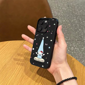 韩系ins小众卡通可爱天使猫咪手机壳适用苹果17promax新款 iPhone16亮黑色15pro硅胶14磨砂薄款 13女12全包软壳