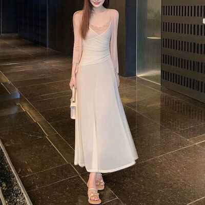 女夏季连衣裙叠超美拼接修身假